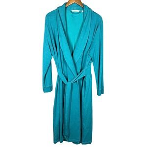 Soft Surroundings Medium Knit Robe Teal Belted Pockets House Coat Soft‎ Lounge
